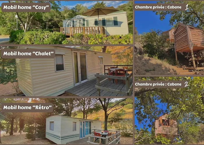 Camping Caramany, Lac A Proximite - Cabanes Perchees - Mobil-Homes - Emplacements Nus Pour Camping-Cars, Tentes, Caravanes
